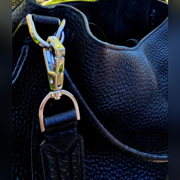 Rebecca Minkoff Crossbody Black Pebbled Leather Removeable Straps Silver Hardwar - Picture 2 of 8